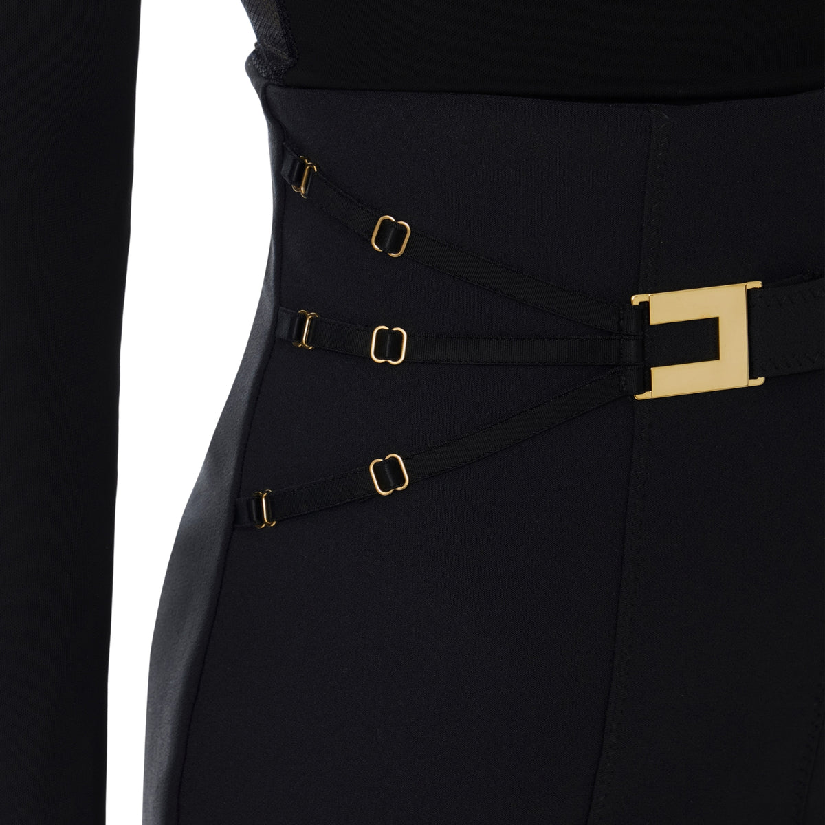 Gonna corta a vita alta ispirazione lingerie - Nero