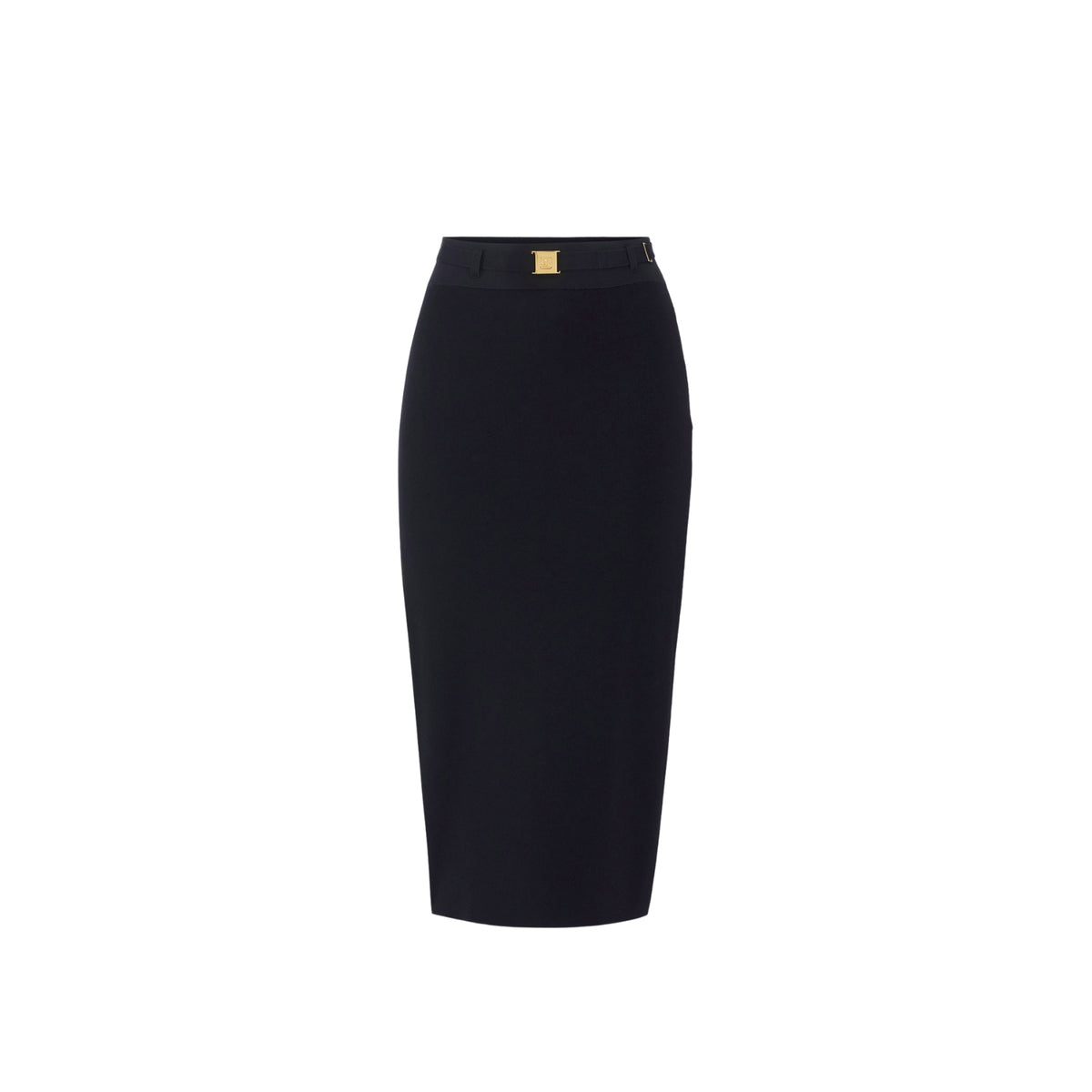 Gonna midi in maglia con bande jacquard - Nero