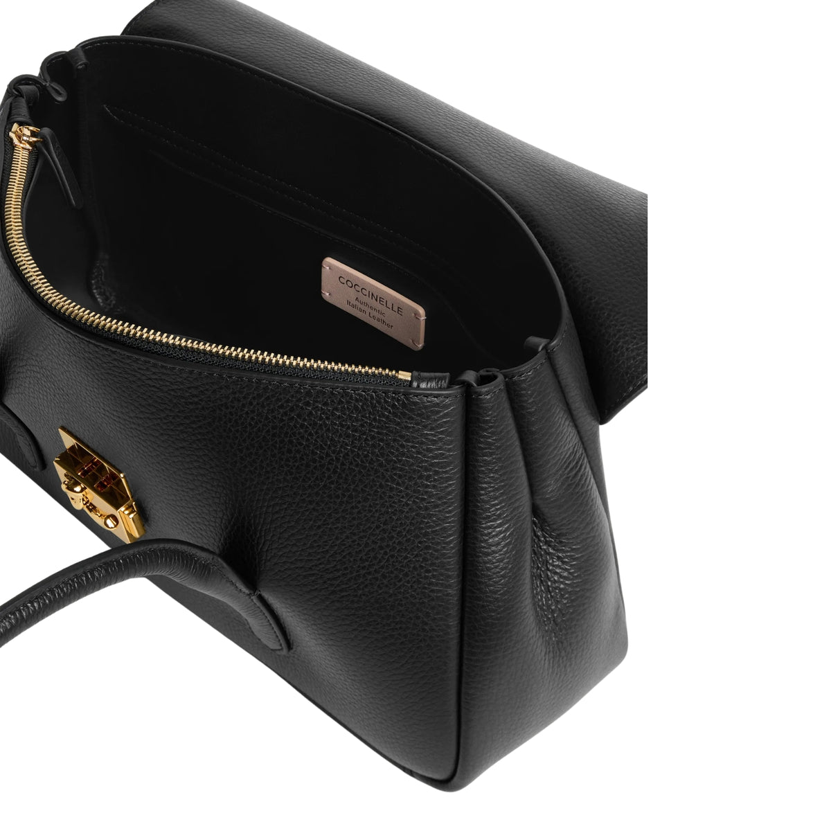 Borsa in pelle bottalata con chiusura distintiva - Nero