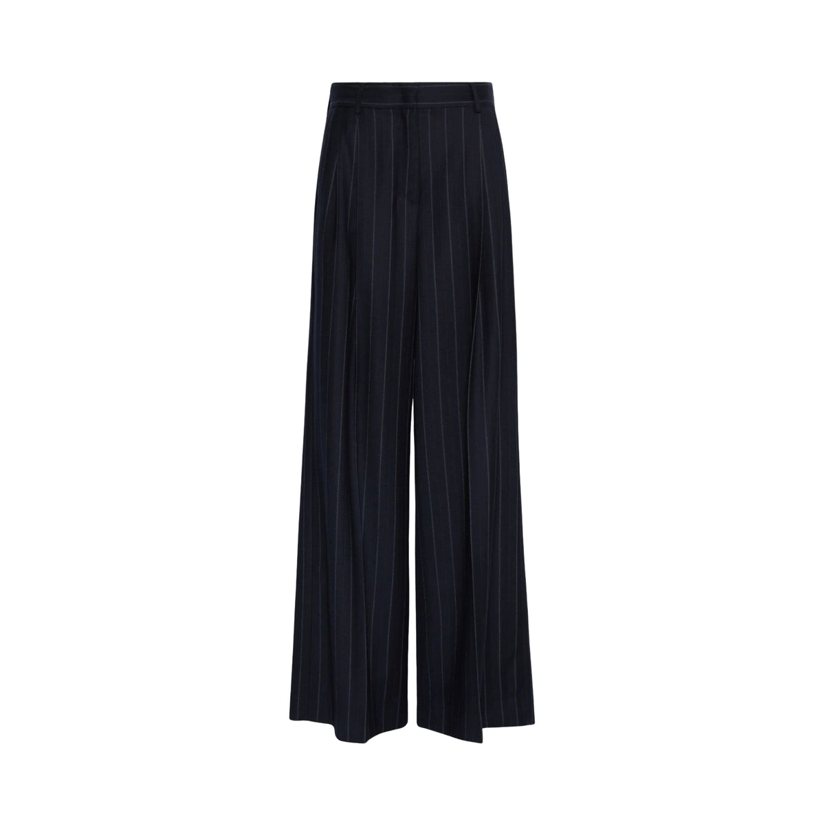 Pantalone sartoriale in flanella gessata gamba ampia - Blu