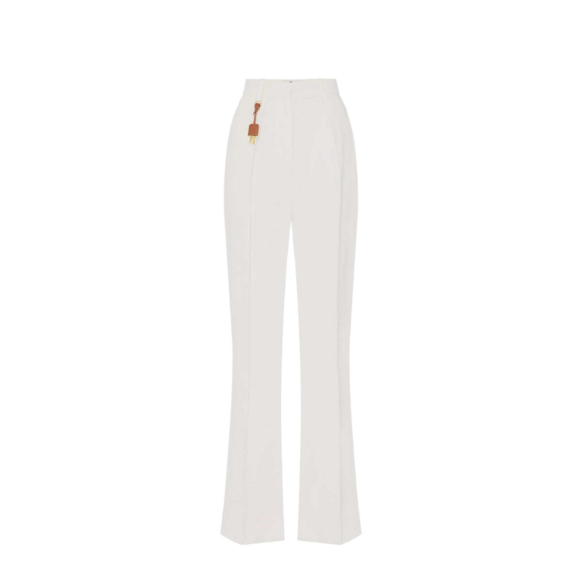 Pantalone in gabardina misto lino con pinces - Avorio