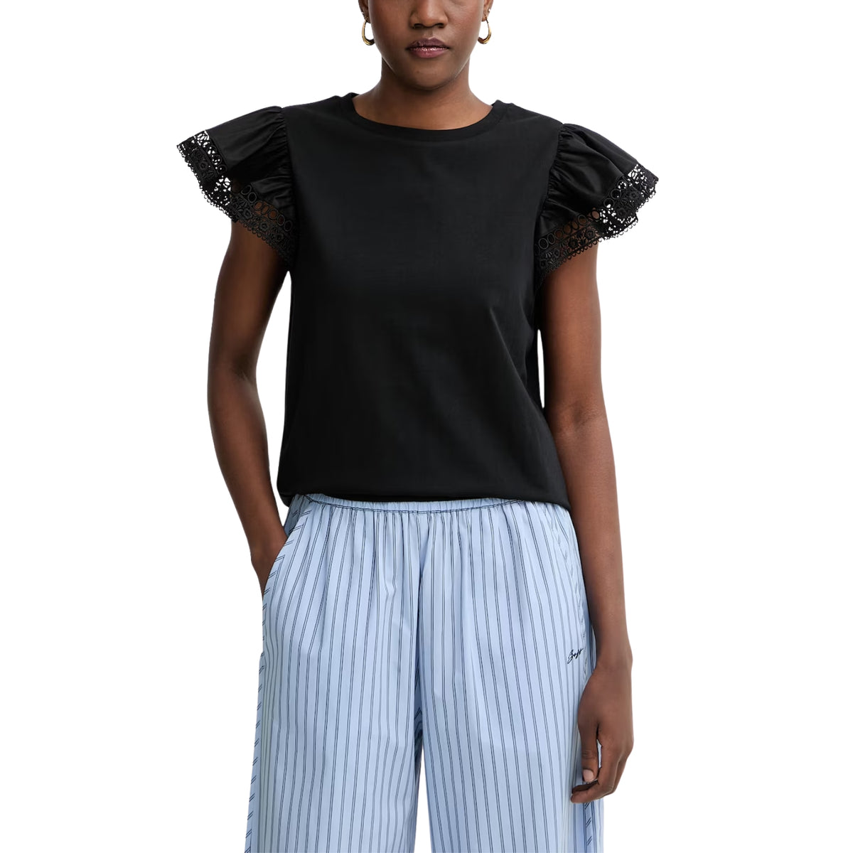 T-shirt Twinset con spacchetti laterali - Nero