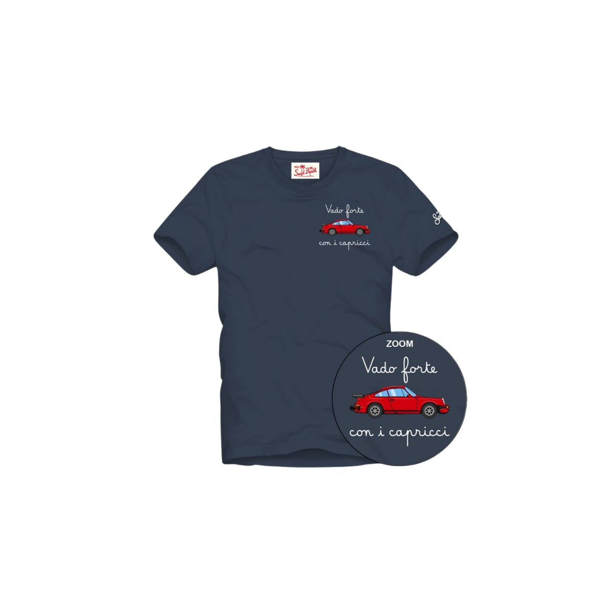 T-shirt bambino con ricamo frontale - Blu