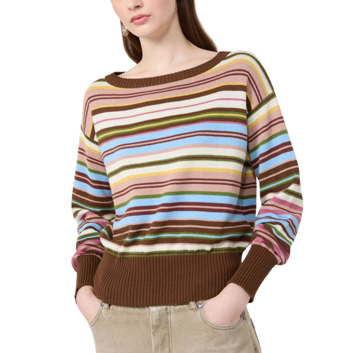 Maglia basic scollo a barchetta - Multicolor