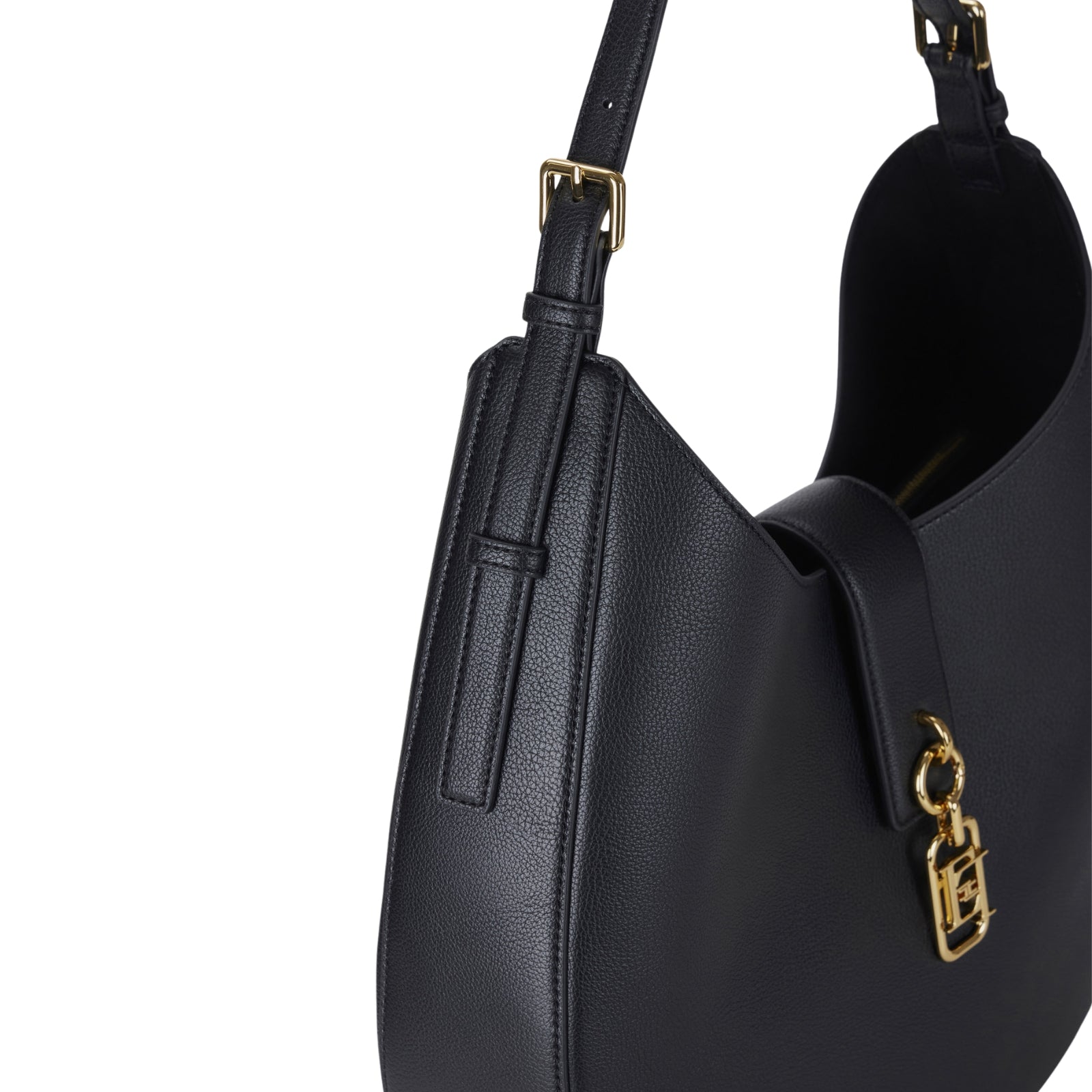 Hobo tonda con charm - NERO
