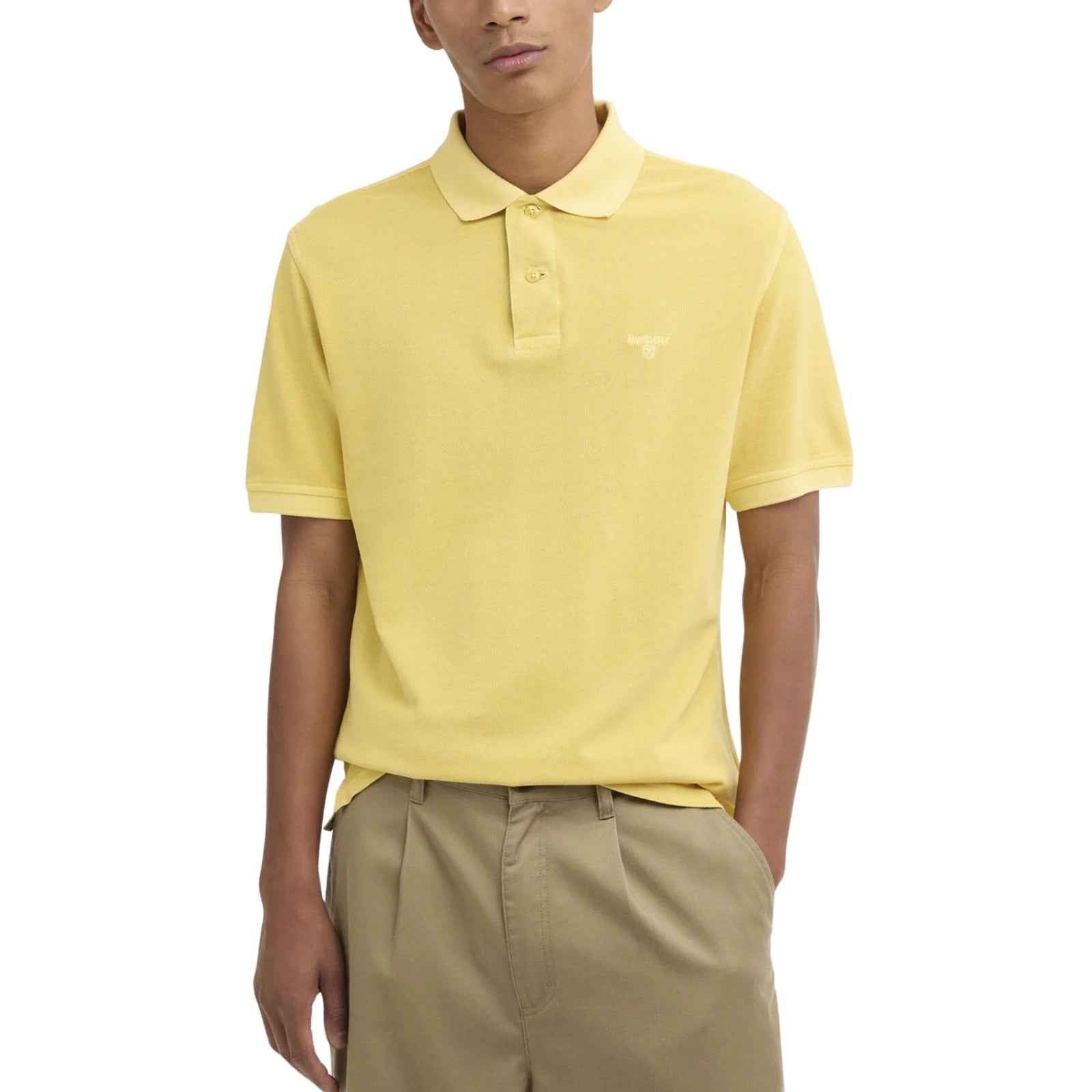 Polo in piqué in tartan Washed - GIALLO