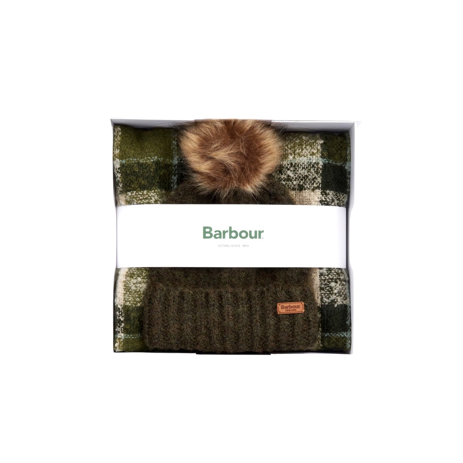 Set regalo berretto e sciarpa tartan Saltburn - VERDE