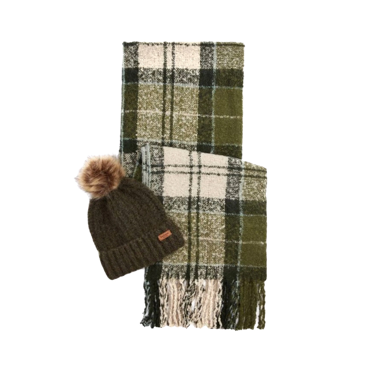 Coordinato Saltburn con berretto pompon e sciarpa - Verde