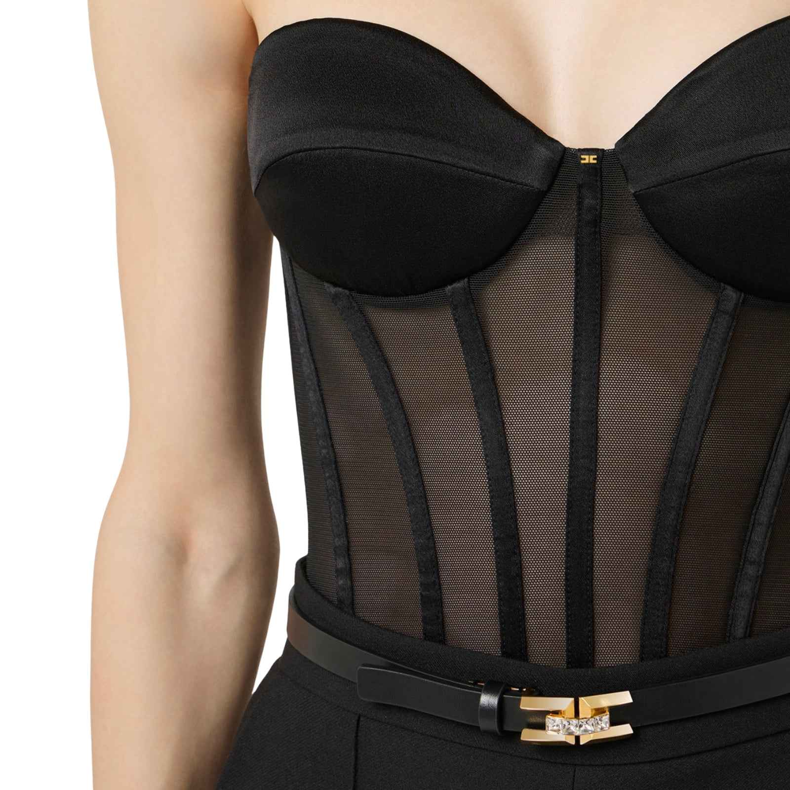 Top bustier in tulle e satin