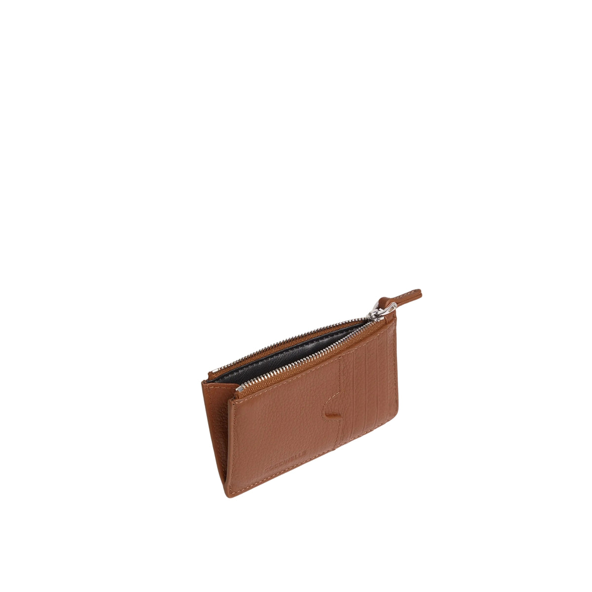 Portacarte con scomparti e tasca zippata - Cognac