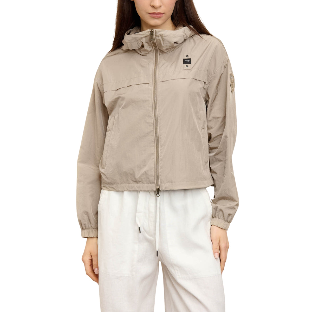 Giubbino Burrage in nylon iridescente froissé - Beige