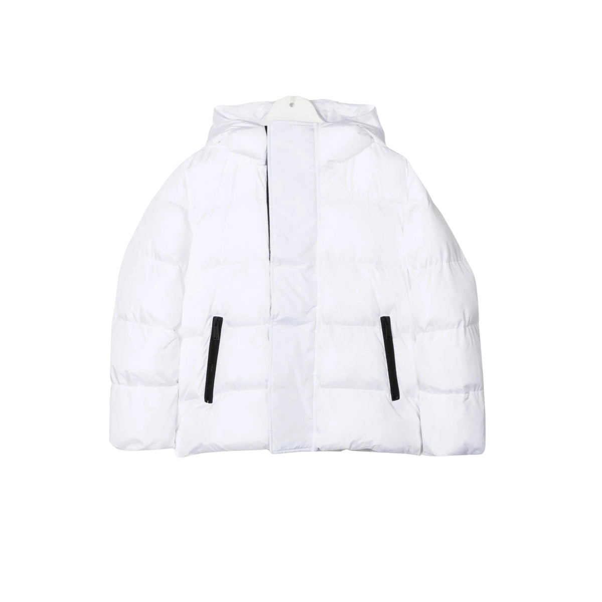 Piumino in nylon lucido con stampa logo - Bianco