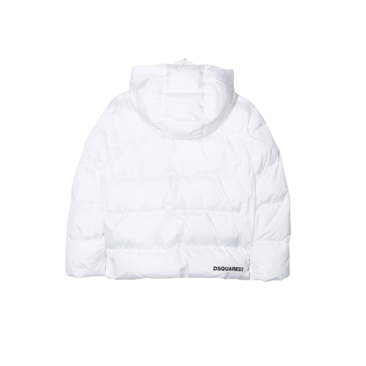 Piumino in nylon lucido con stampa logo - Bianco