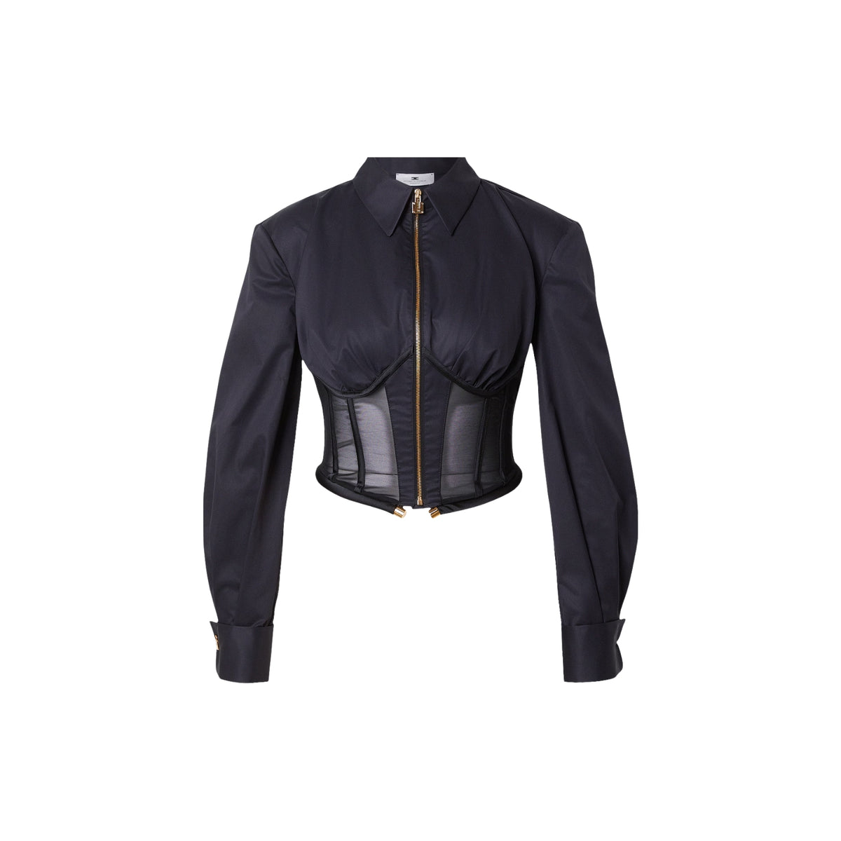 Camicia cropped ispirazione corsetteria - Nero