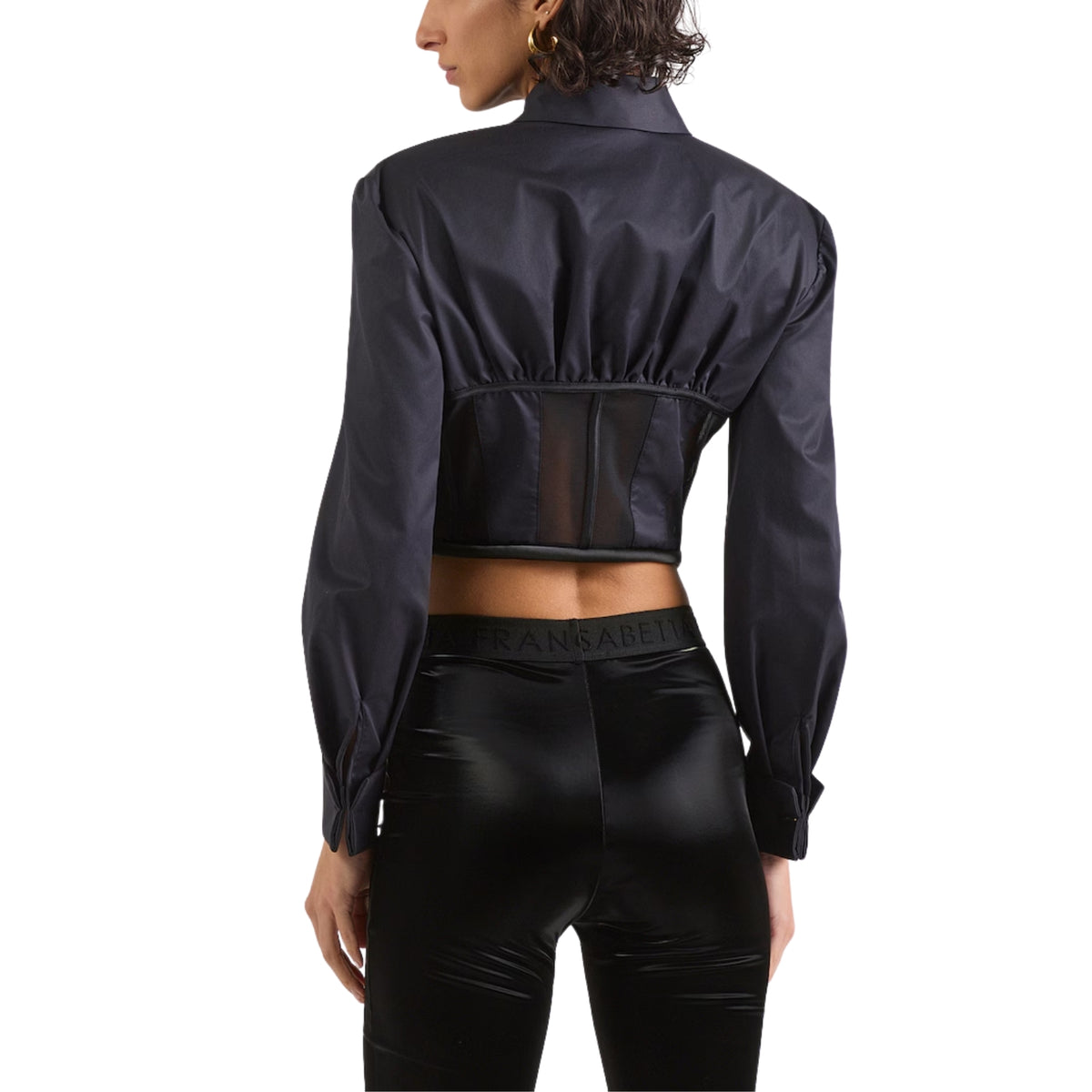 Camicia cropped ispirazione corsetteria - Nero