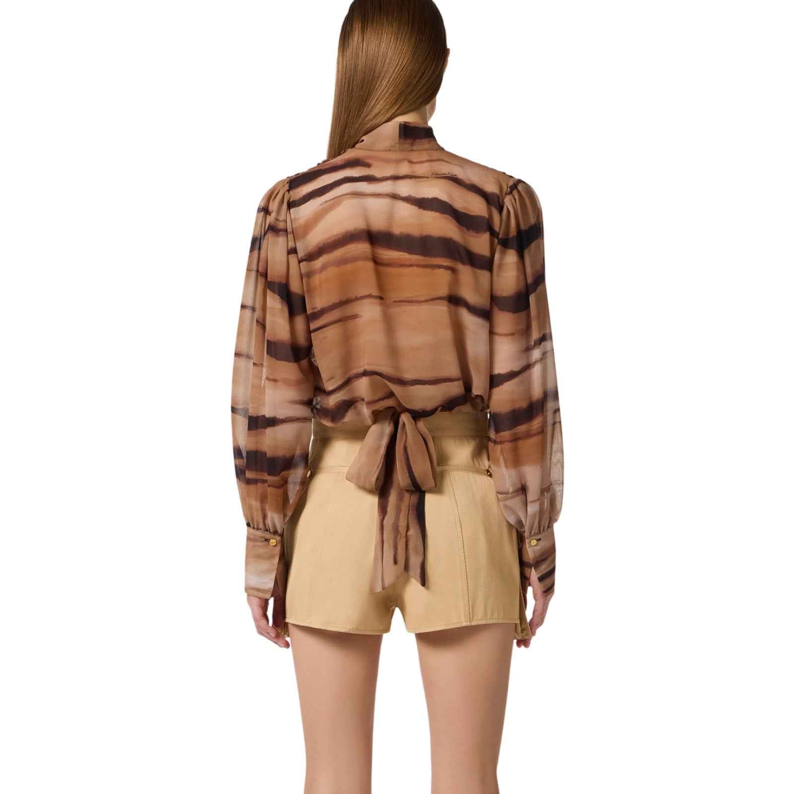 Blusa in chiffon con stampa tigre