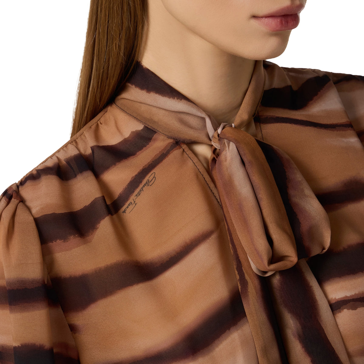 Blusa in chiffon stampa tigre - Cammello