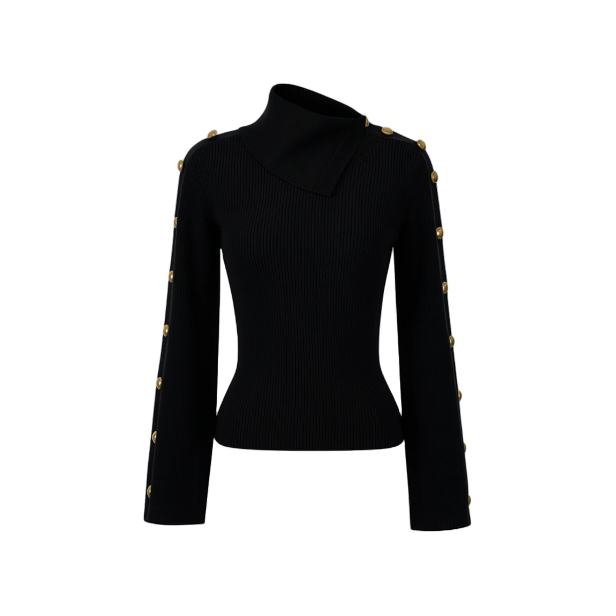 Pullover dolcevita a punto pannocchia - Nero