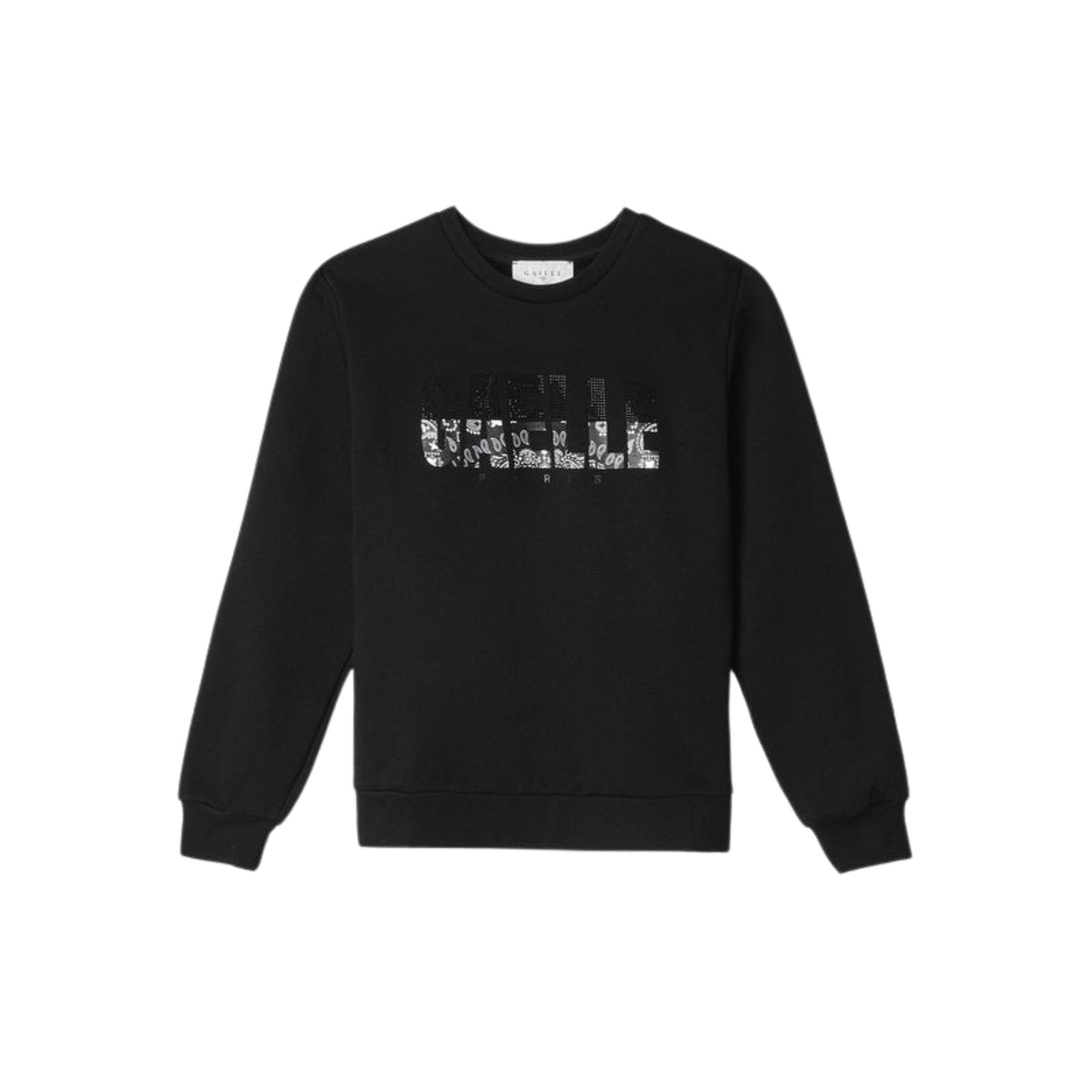Felpa girocollo con logo a strass - NERO