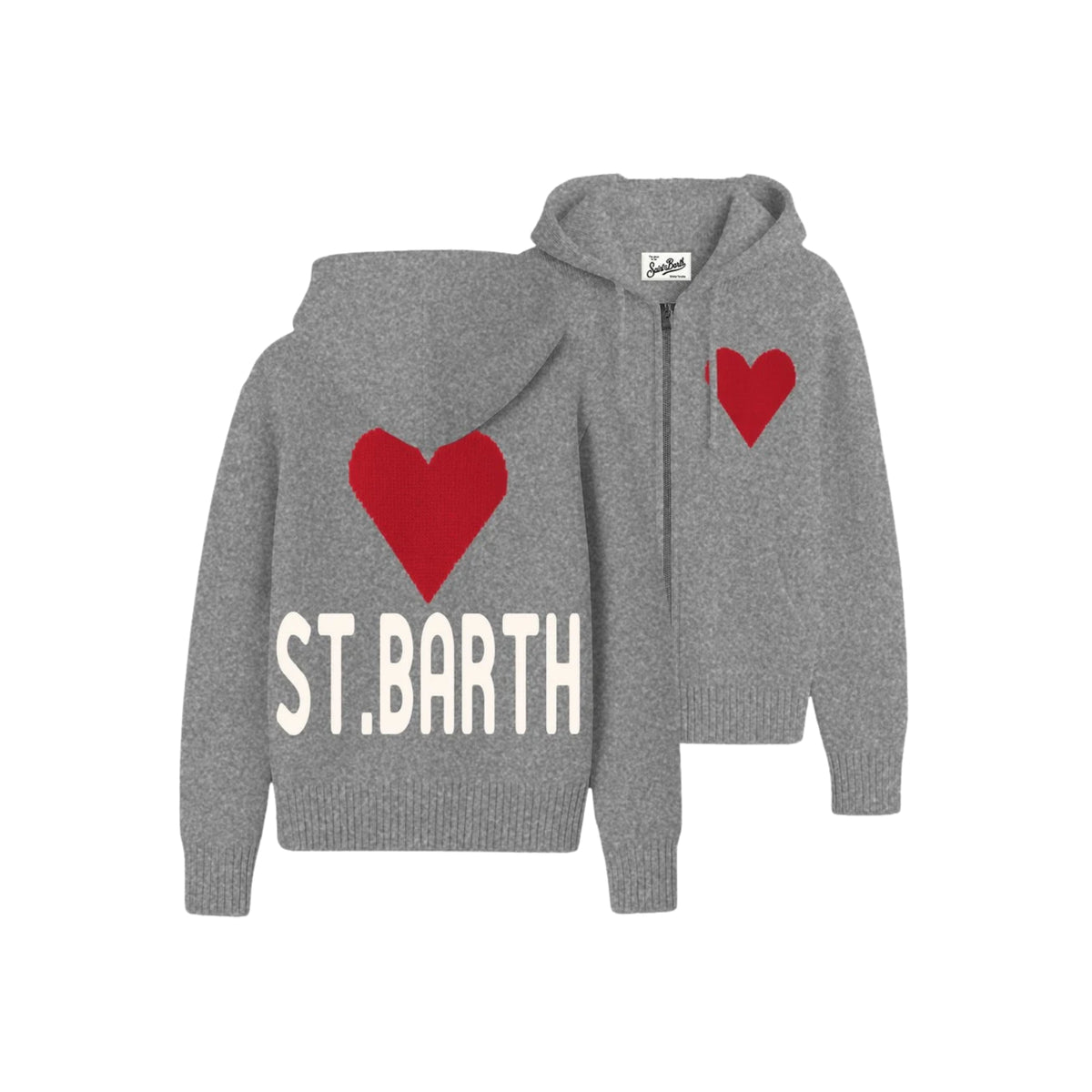 Felpa con cappuccio Kyla in maglia di lana con intarsio St. Bartt - GRIGIO
