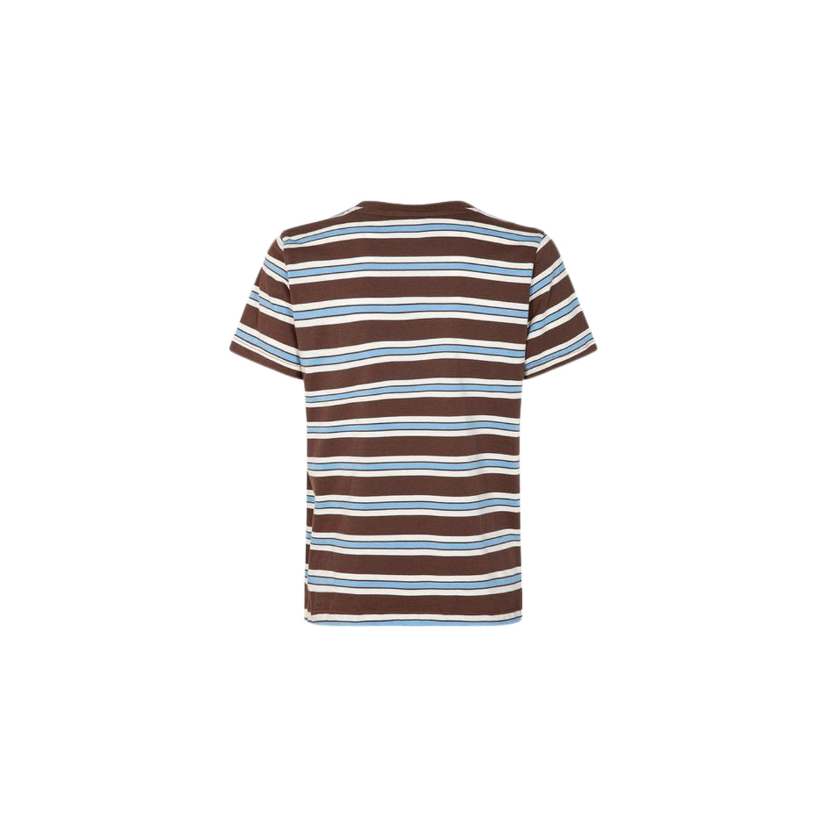 T-shirt paricollo a righe con logo - Moka