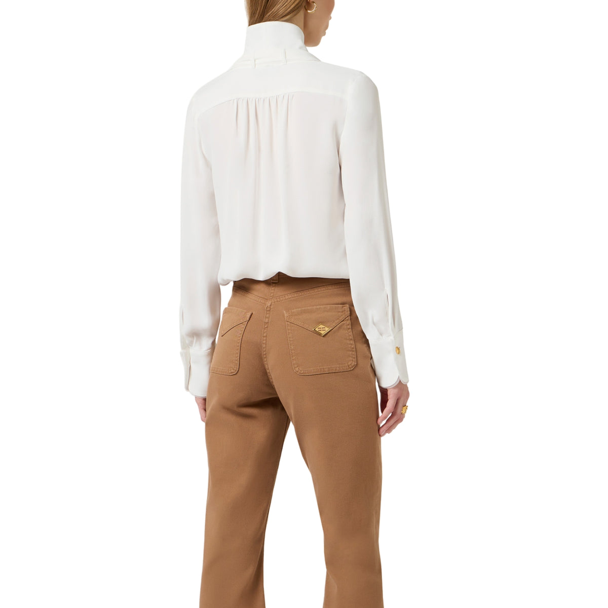 Camicia con fusciacca e placche dorate - Avorio