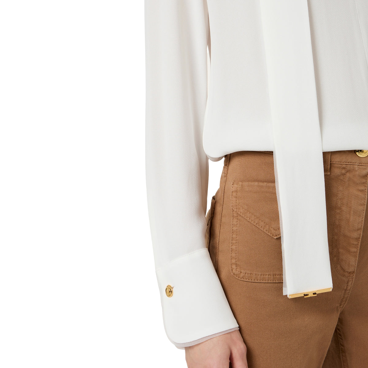 Camicia con fusciacca e placche dorate - Avorio