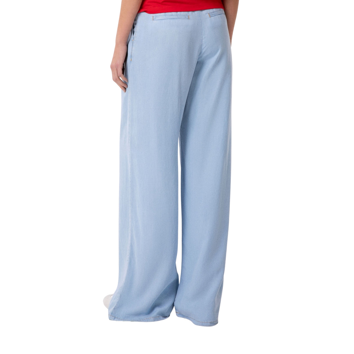 Pantalone chino wide leg con doppia pence - Blu