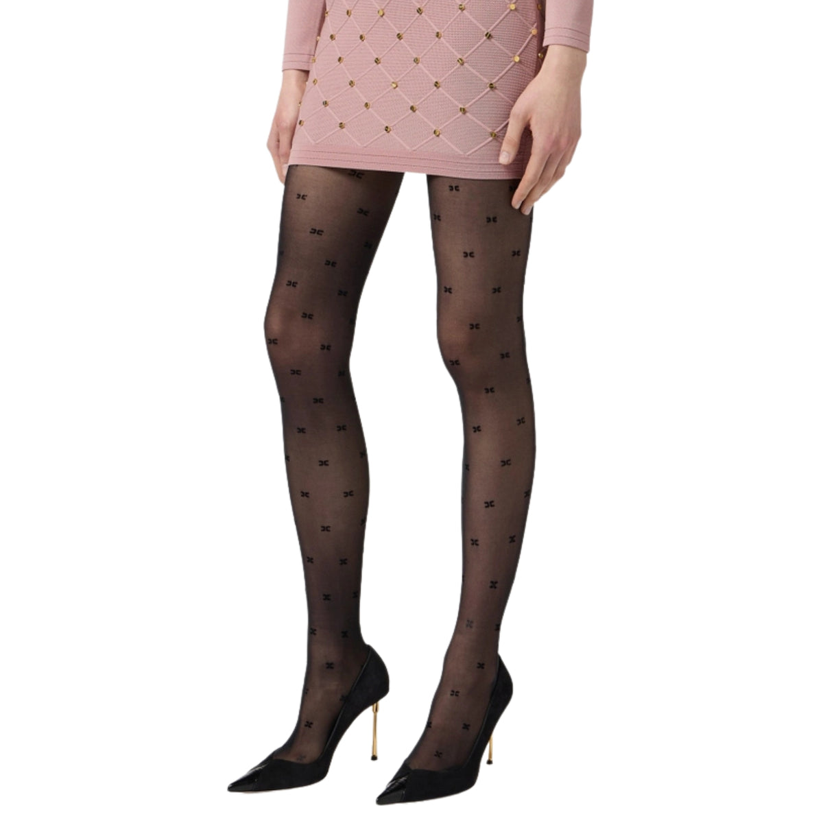 Collant con fantasia logo flock - Nero