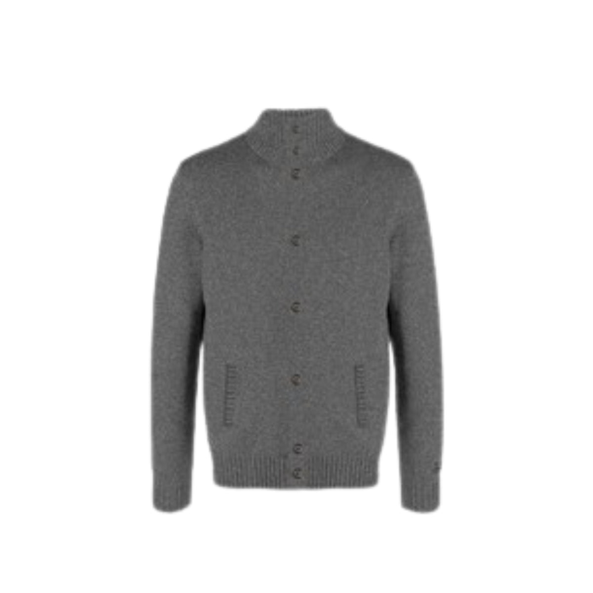 Cardigan Galway in lambswool a coste - Grigio