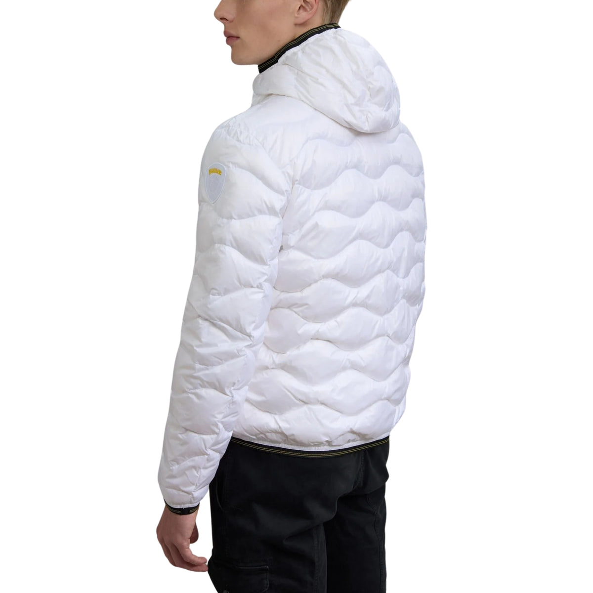 Piumino trapuntato ad onde con taschina - Bianco