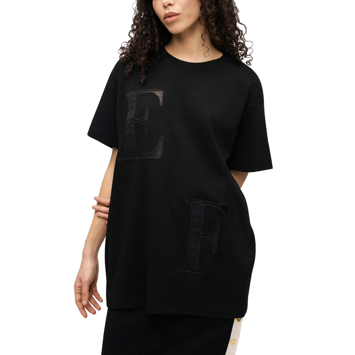 T-shirt girocollo relaxed fit con lettering - Nero