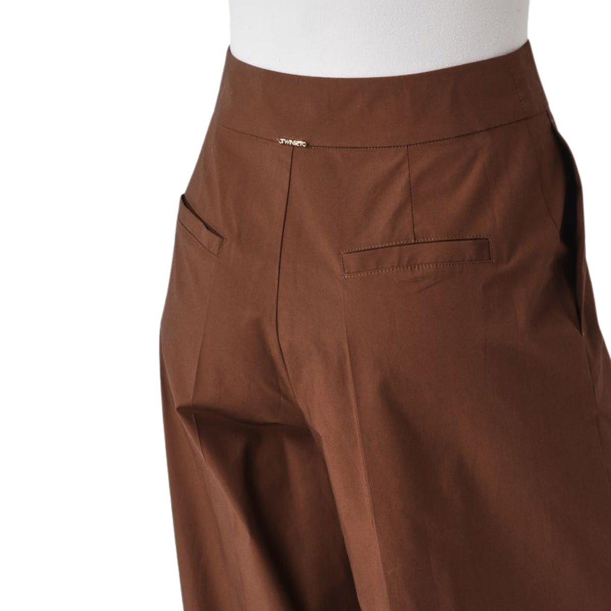 Pantalone a palazzo in cotone stretch - Caffè