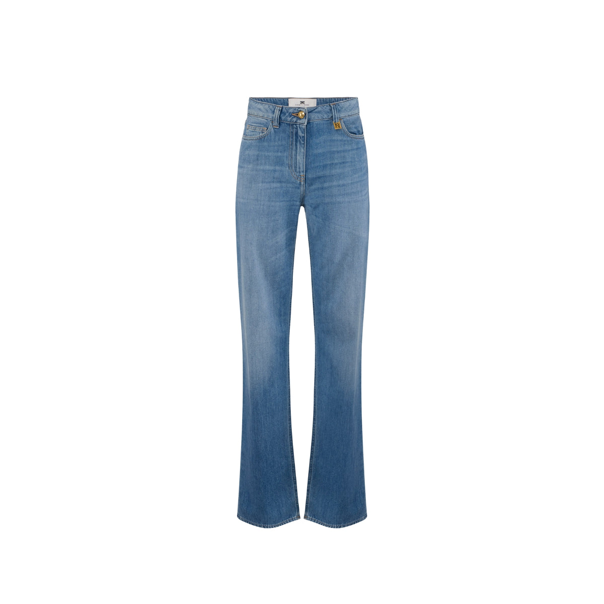 Jeans a palazzo vita bassa con placca logo - Blue