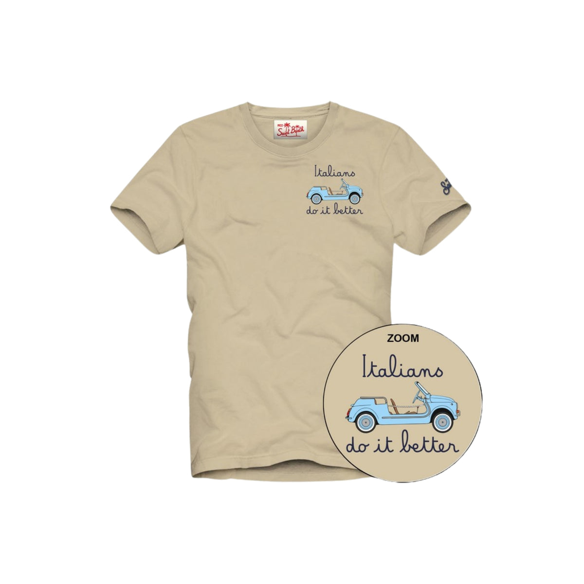 T-shirt Man girocollo con stampe creative - Beige