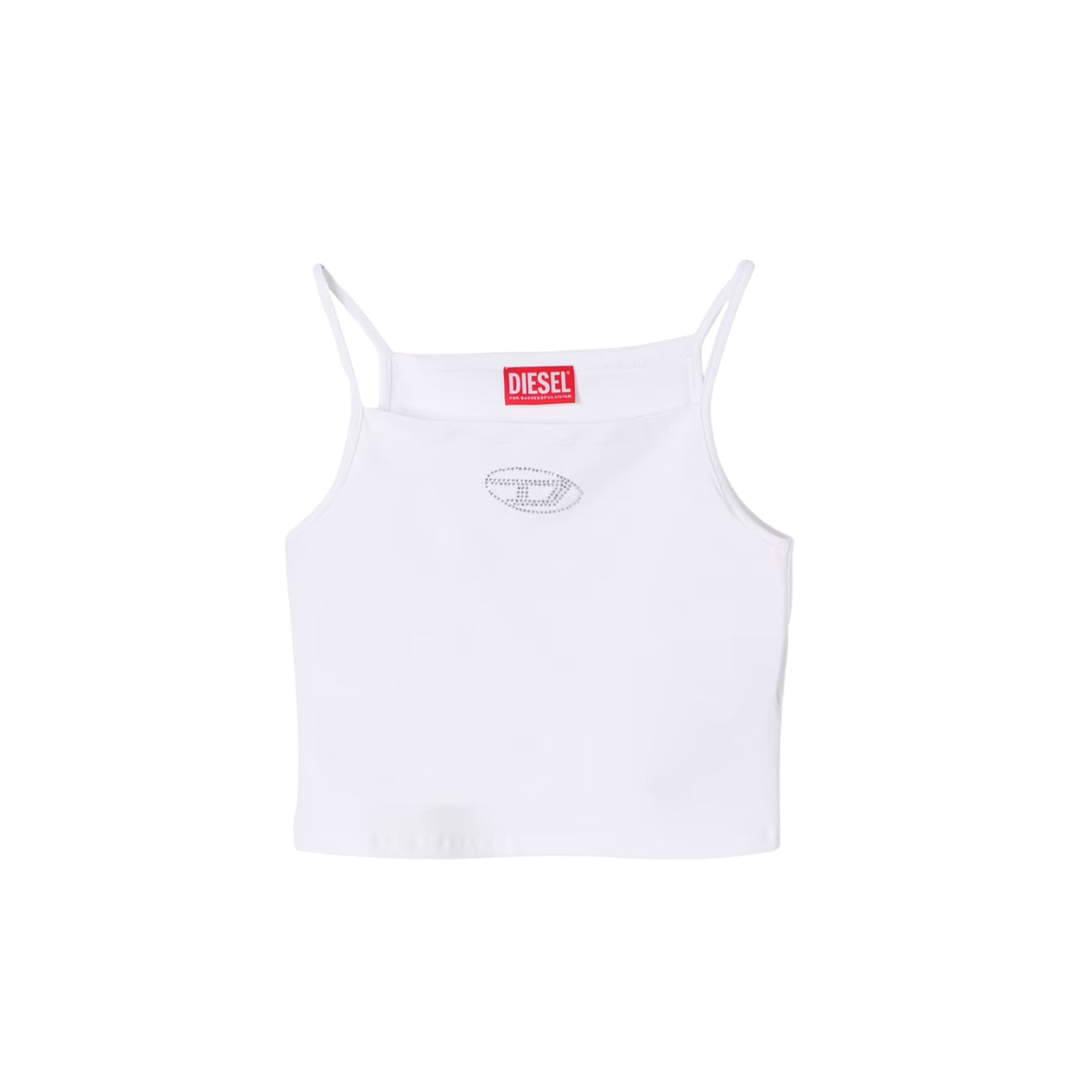 Top bambina con logo Diesel strass - Bianco