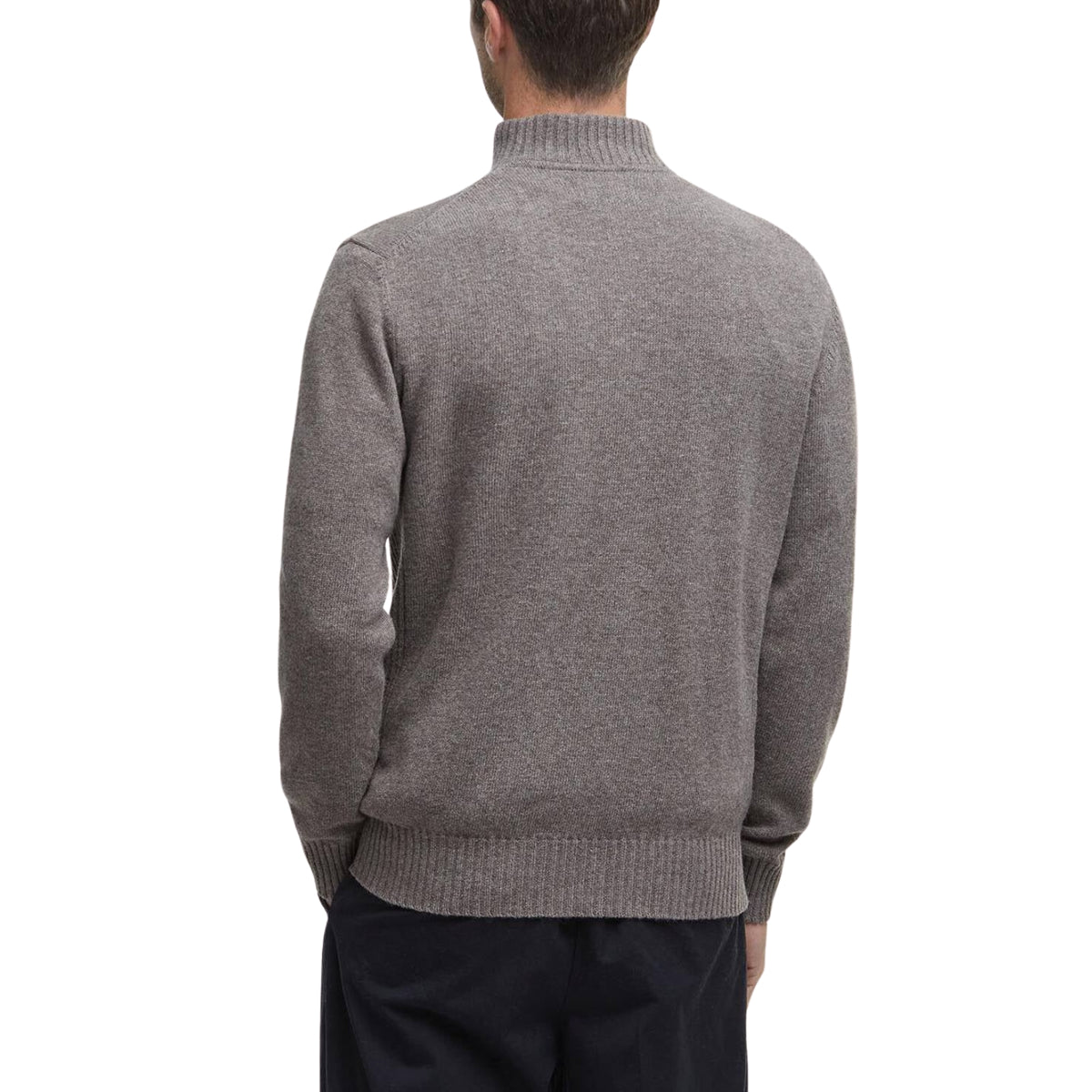 Maglione con mezza zip in lana d'agnello Essential-DARK STONE