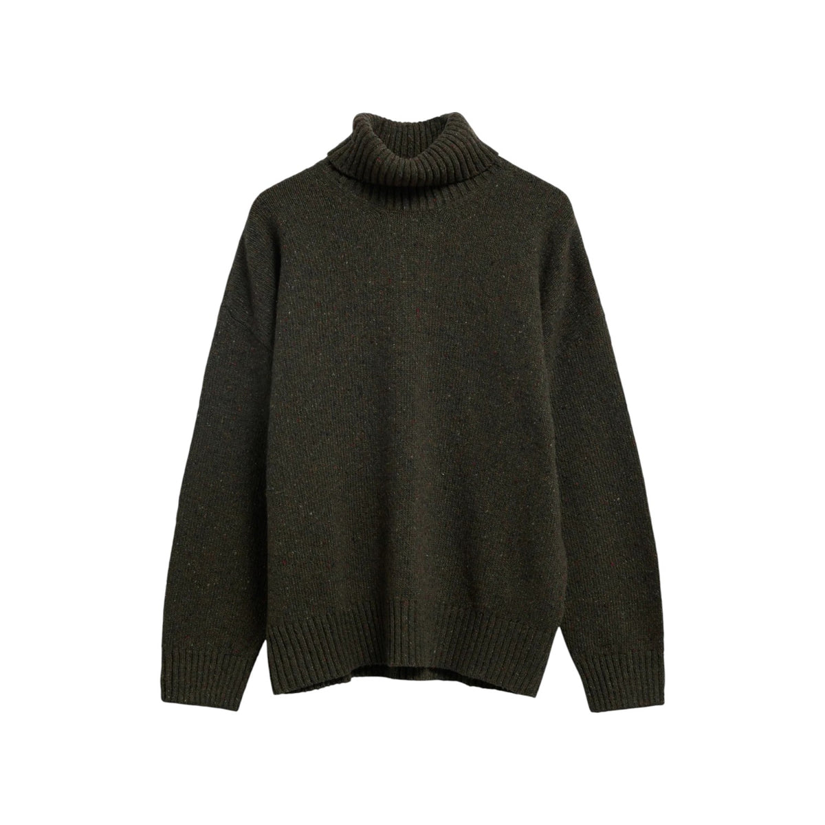 Maglione Stanford a collo alto con risvolto in lana screziata