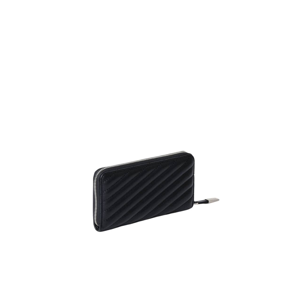 Portafoglio zip around in ecopelle monogram - Nero