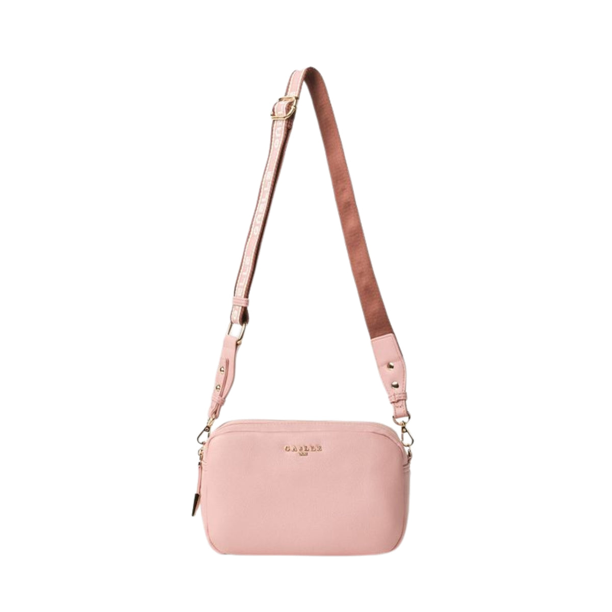 Borsa Camera Bag con tracolla logata oro - Rosa