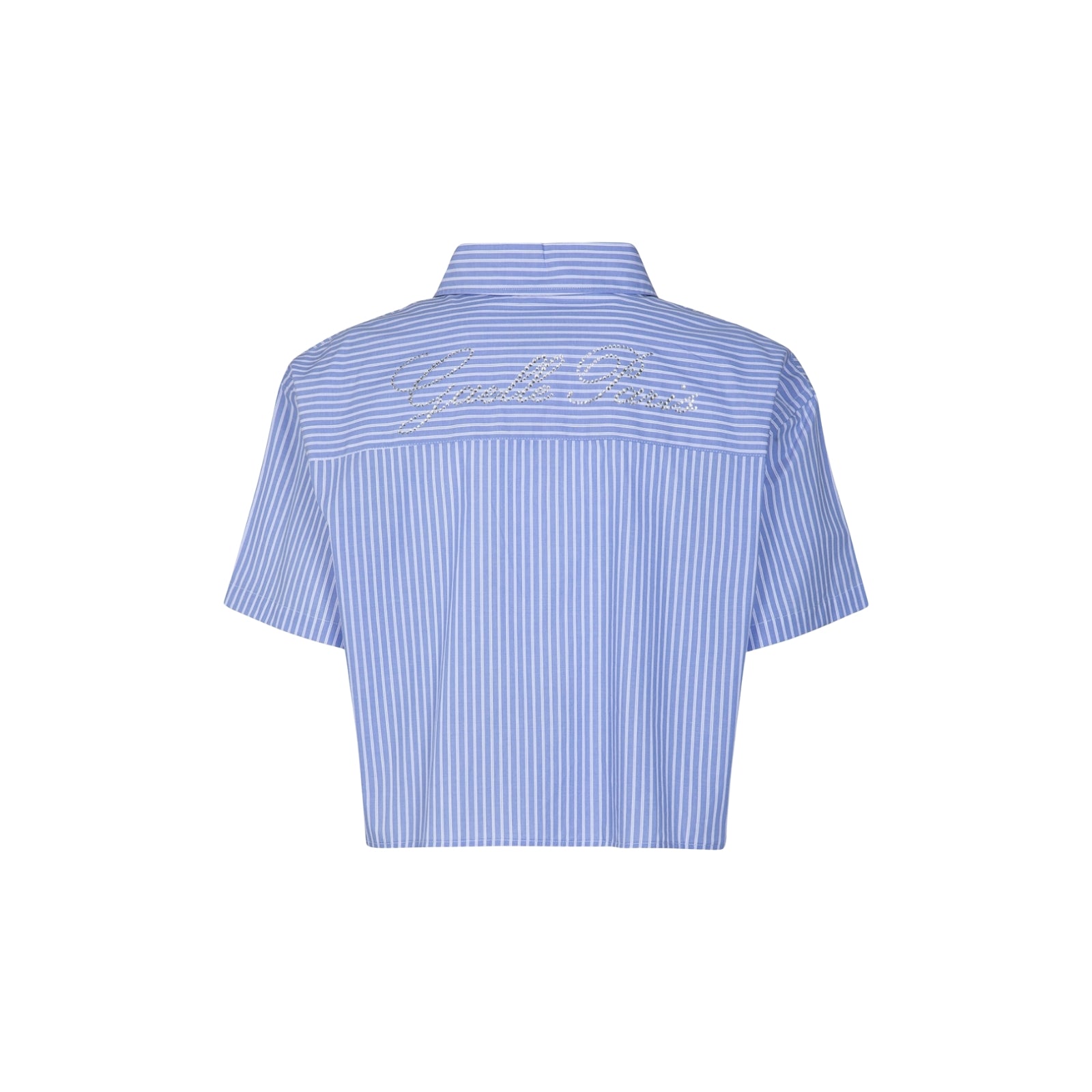 Camicia A Mezza Manica In Bastonetto Di Cotone