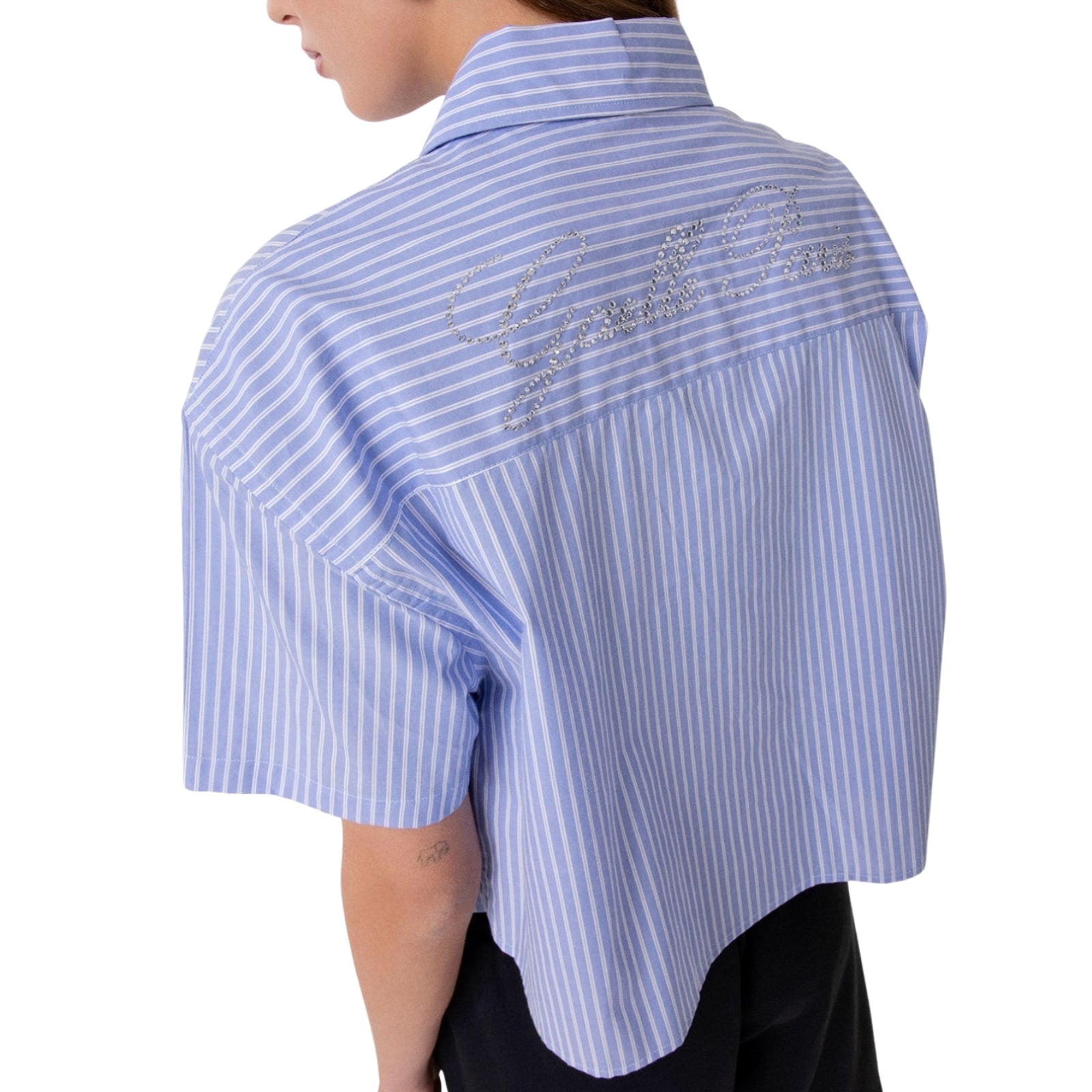 Camicia A Mezza Manica In Bastonetto Di Cotone