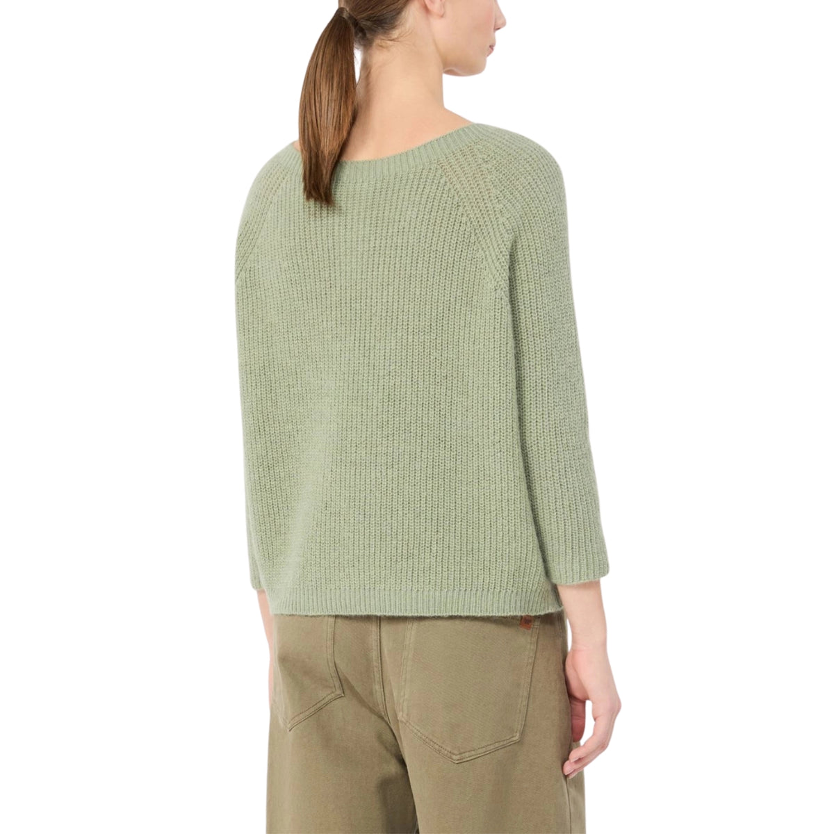 Maglia in mohair a punto pannocchia - Salvia