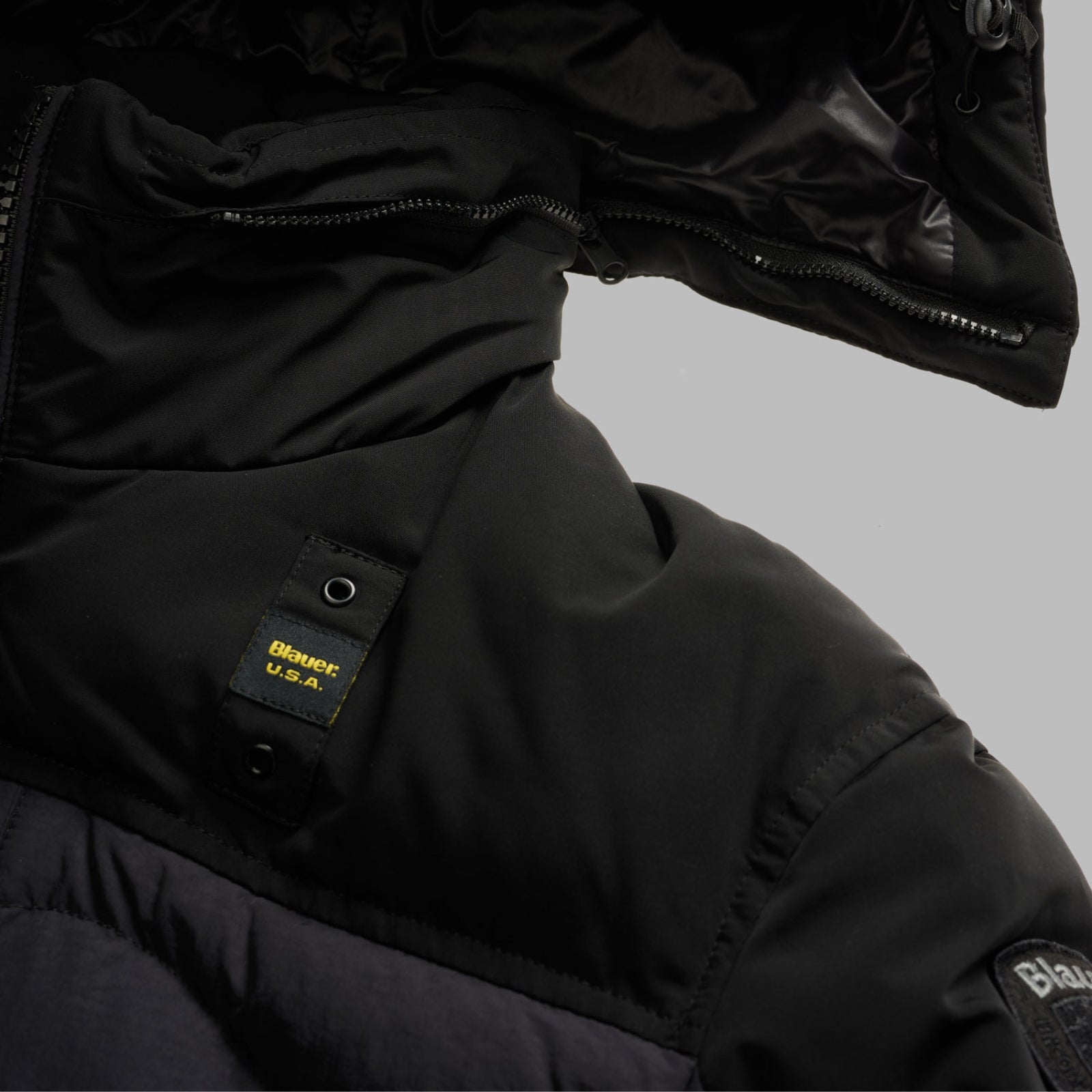 Piumino in nylon con effetto stropicciato