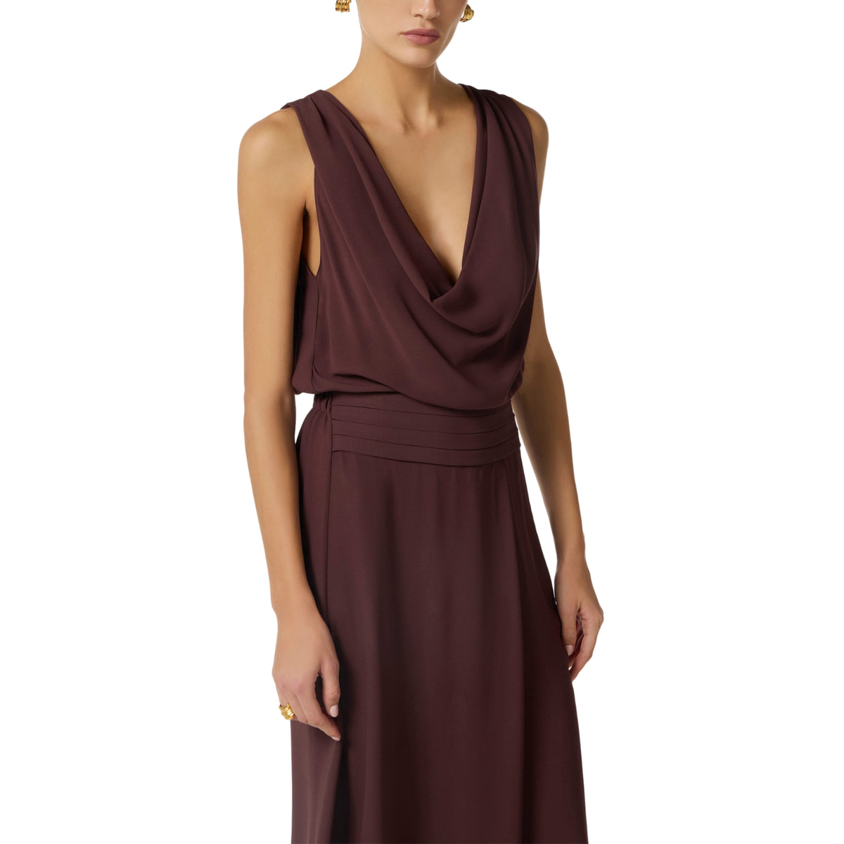 Abito in georgette di viscosa - Cacao
