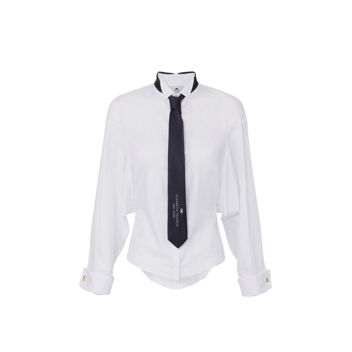 Camicia con collo smoking e baschina stile gilet - Bianco