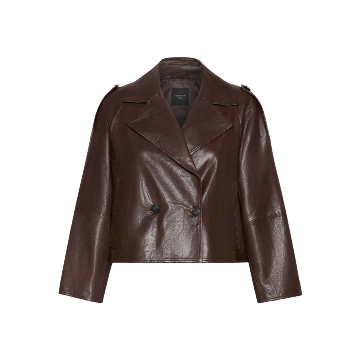Giacca boxy caban in nappa lavata - Cioccolato