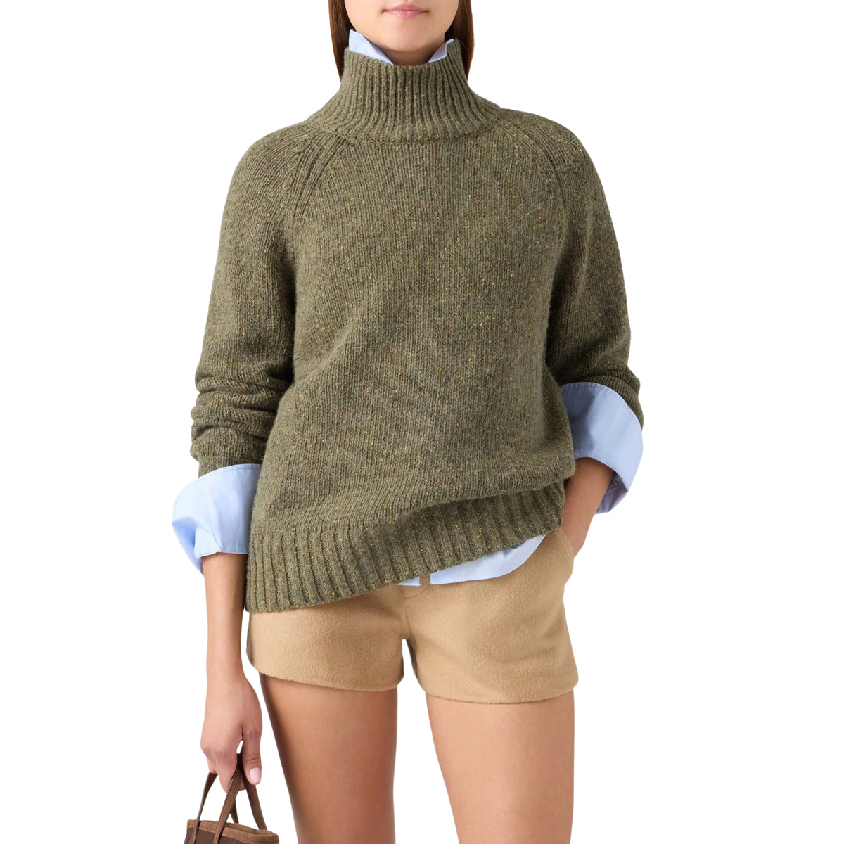 Maglia Meghan a collo alto in misto lana Donegal