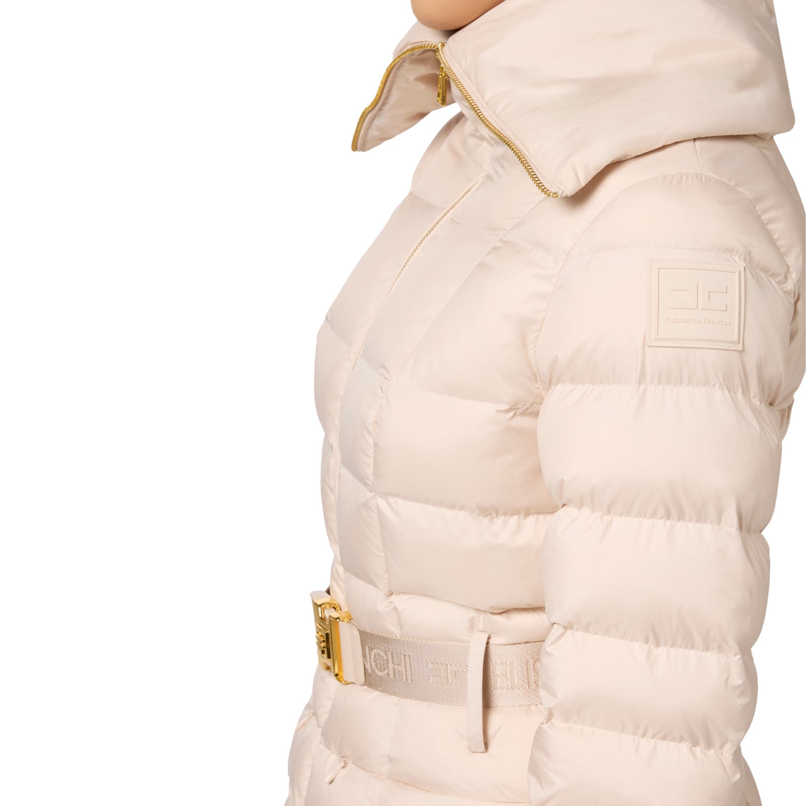 Piumino corto con ampio collo - LATTE