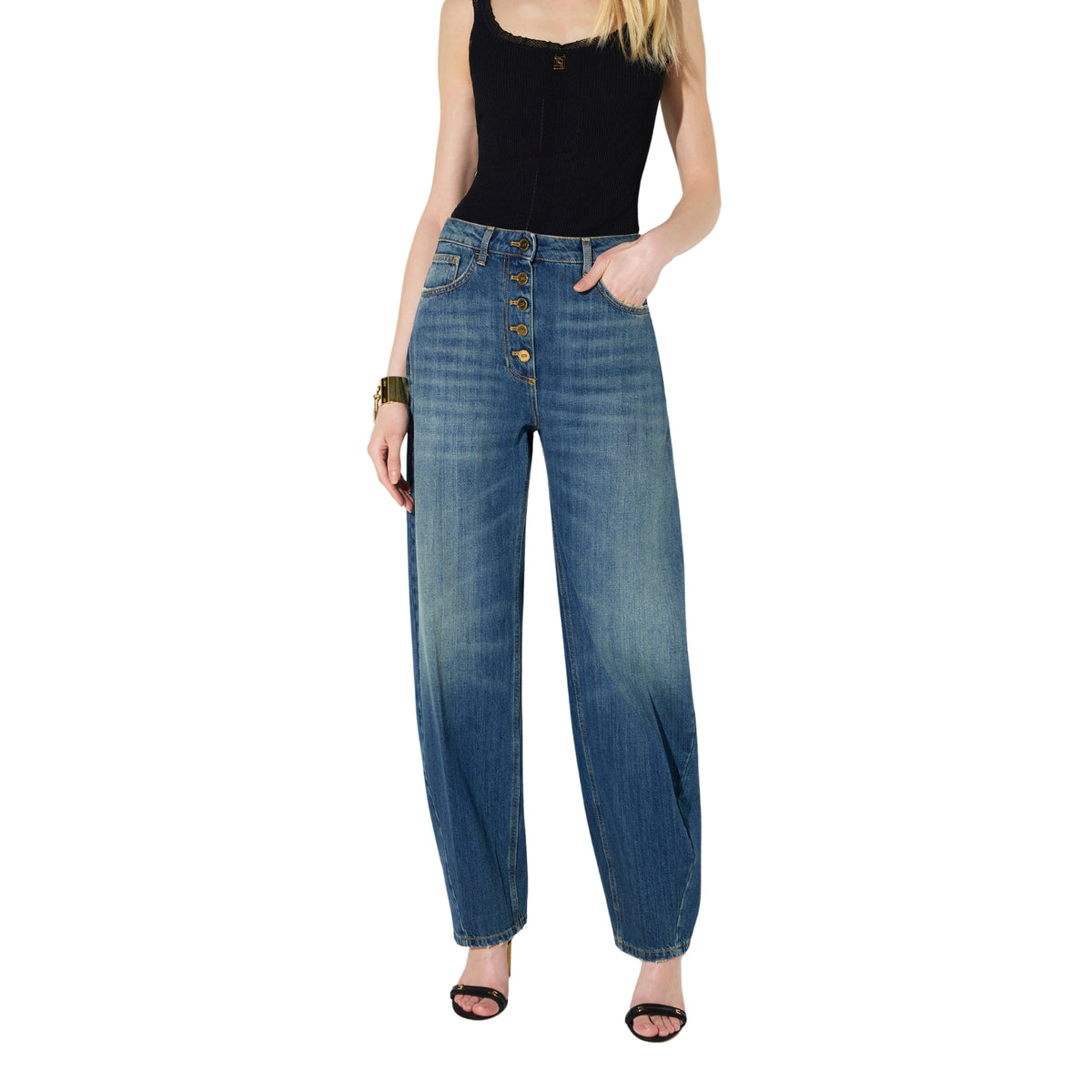Jeans balloon con bottoni dorati - Jeans